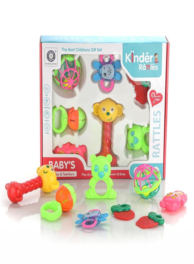 Chanak Baby Kinder Rattle Set for 0-6 Months Old Baby, Non-Toxic, 100% BPA Free, Infant Grab, Spin & Shake Rattles, Colorful Rattles with 8 Pcs, Early Educational Sensory Toy, BIS Approved - Image 1